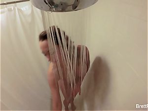 supah fabulous light-haired Brett Rossi takes a cute shower